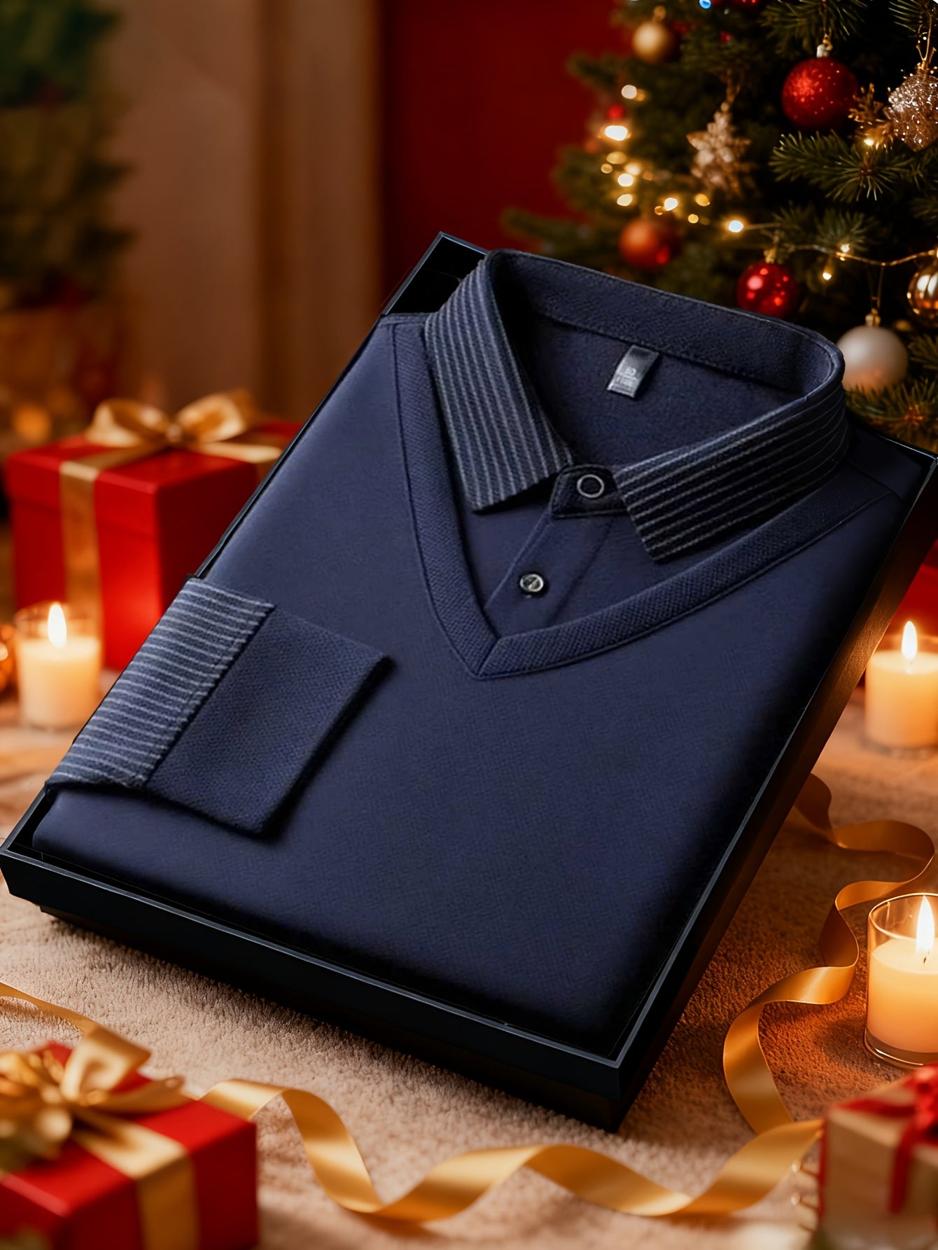 Men'S Faux Two-Piece Shirt Collar Knitwear, a Business Casual Striped Patchwork Top Featuring a Milano Letter Print Design, Available in Various Colors. It Has a Gray And Golden Contrasting Collar And Cuffs, a Simple Solid Co