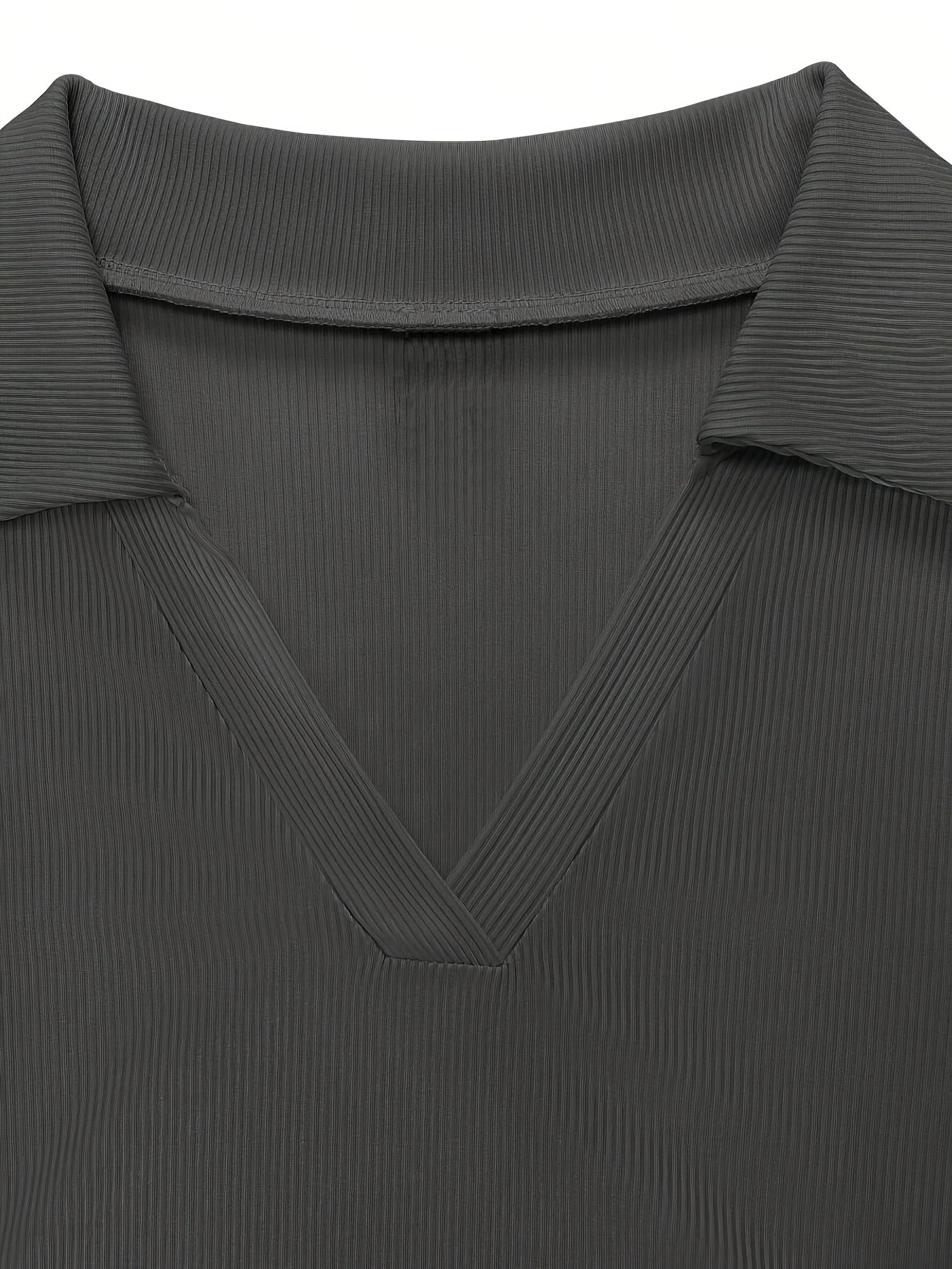 Ensemble 3 t-shirts côtelés col en V manches longues pour femmes – top printemps/automne