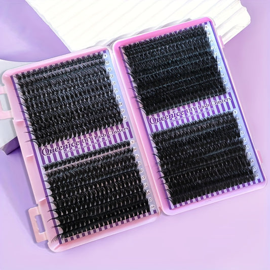 Kit d’Extensions de Cils Fluffy – 800 pcs, Auto-Application, Paquets Épais, Cils Individuels Wispy, D Curl (50D/60D/80D/100D), Réutilisables et Débutant-Friendly