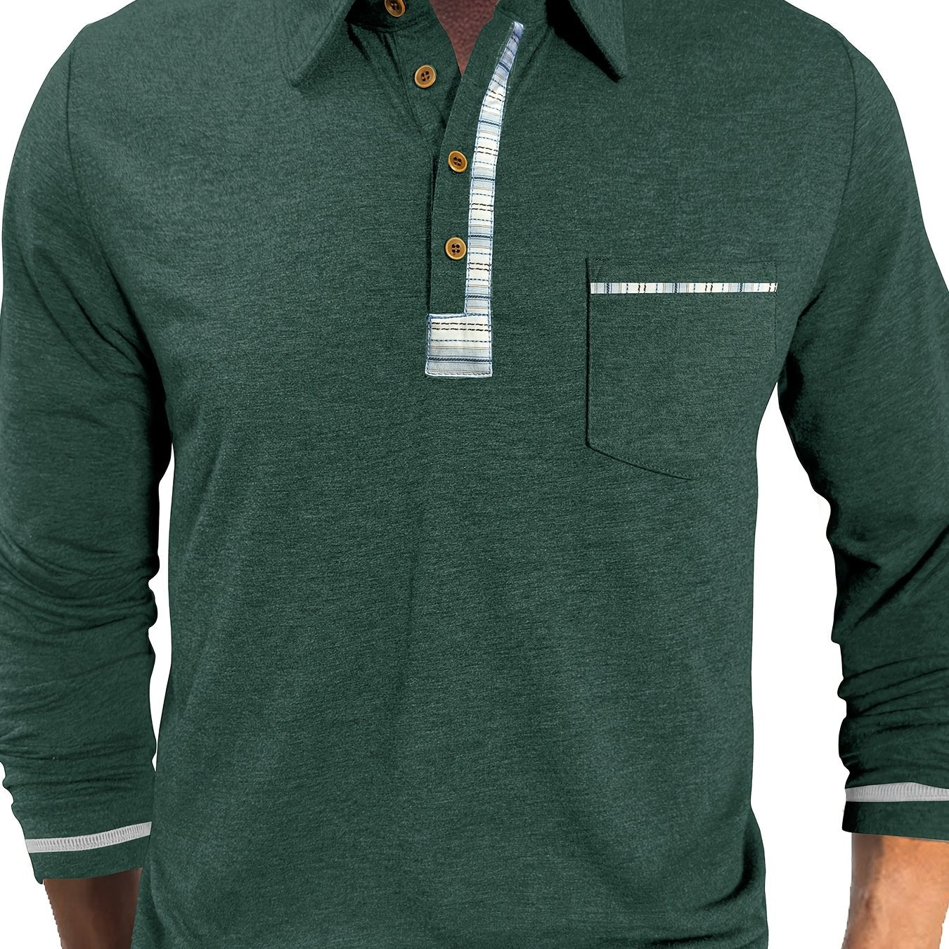 Plus Size Men's Retro Casual Shirt - Long Sleeve Button-Up with Color Block Detailing, Machine Washable Spring/Fall Top for Casual Attire, PLUS SIZE