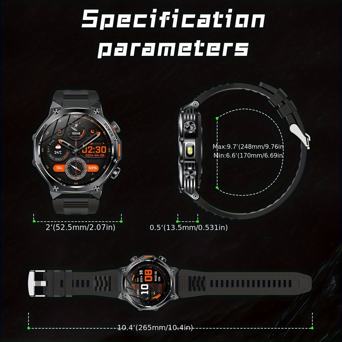 Montre Connectée Homme – Batterie 800 mAh, Écran HD 1,75", 120+ Modes Sport, Lampe Torche, Étanchéité IPX8, Appels Sans Fil, Tracker Fitness – Compatible Android & iPhone