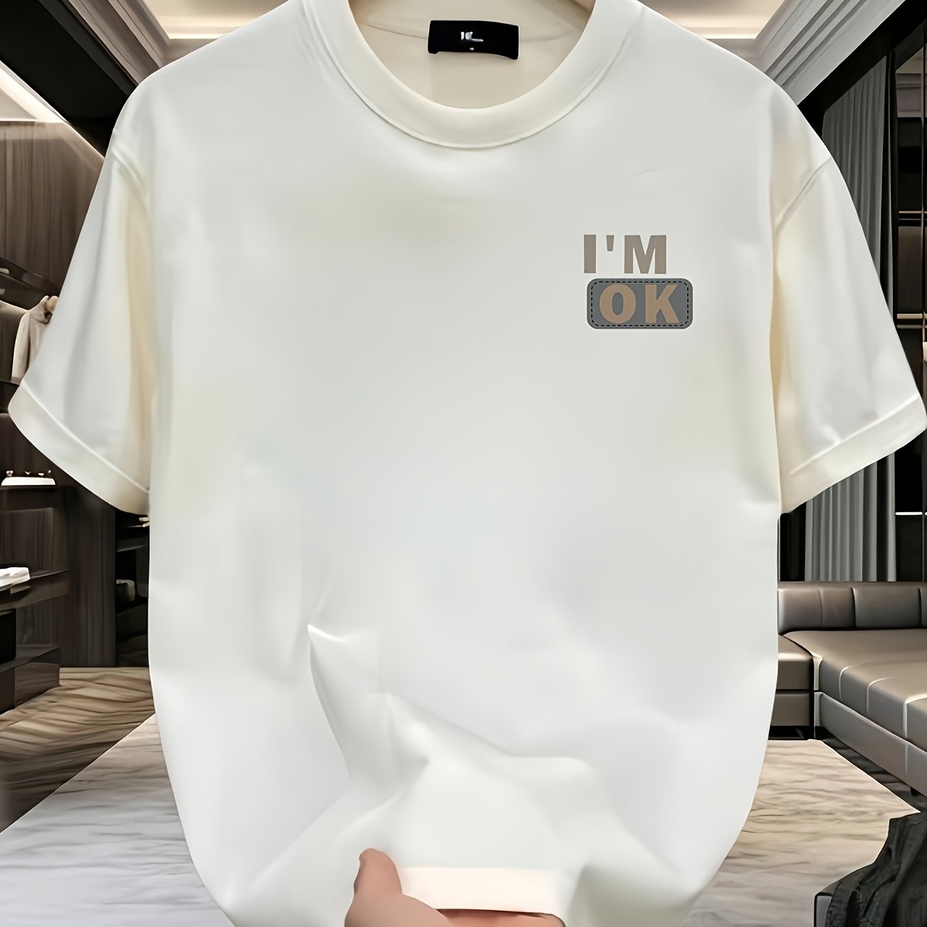 Heavy cotton letter printed short-sleeved T-shirt men's summer loose and versatile top