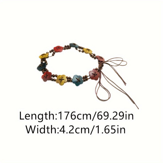 Ceinture bohème à perles et fleurs pour femmes – Parfaite pour sorties en soirée, tenues décontractées, fêtes et trajets quotidiens