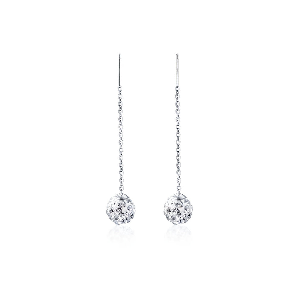 1 paire de boucles d’oreilles, argent sterling S925, plaqué argent ultra-brillant avec zirconia synthétique et zirconia cubique synthétique en forme de boule