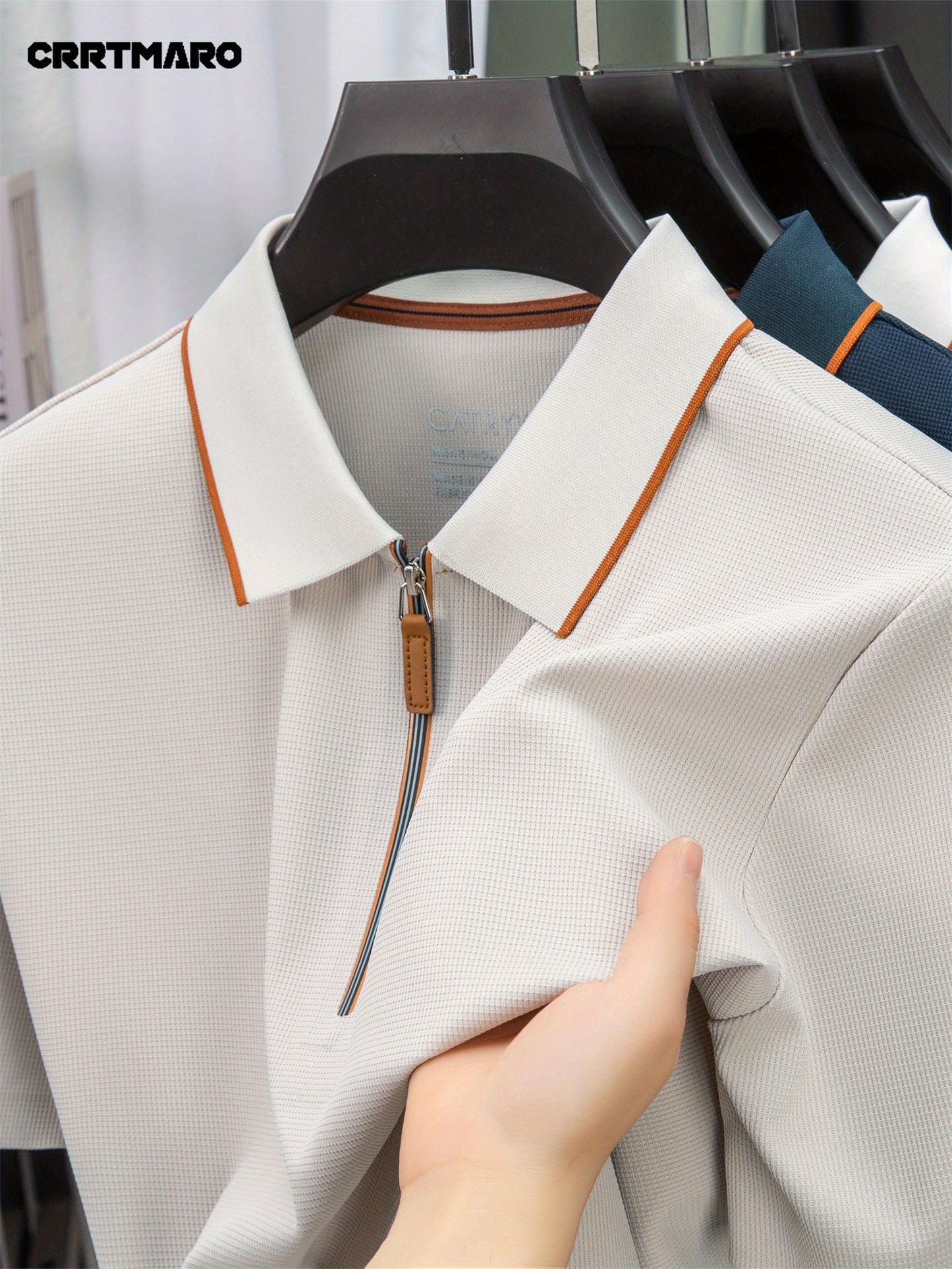 Men'S Casual Polo Shirt | Summer New Half-Zip Lapel Collar Short Sleeve T-Shirt, Slight Stretch Fabric, Solid Color