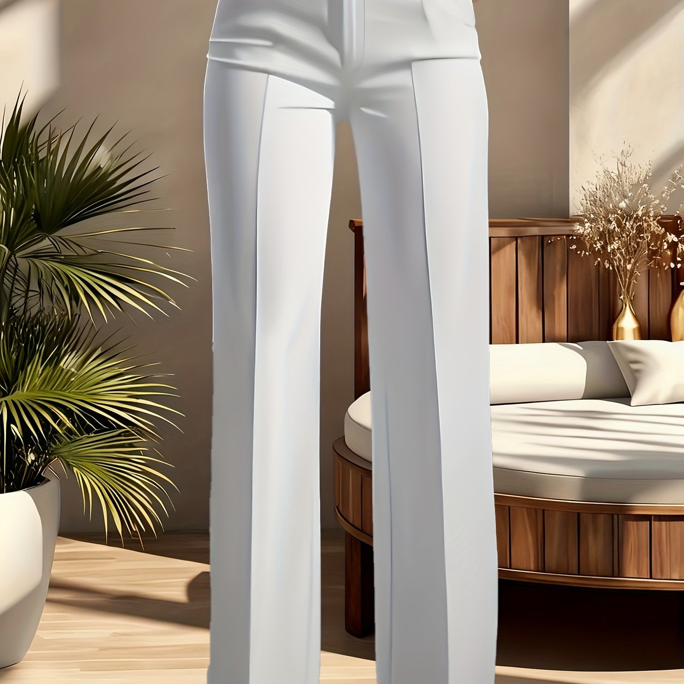 Pantalon Femme Élégant Légèrement Extensible – Slim Fit, Bureau et Décontracté, Tous Saisons, Avec Poches