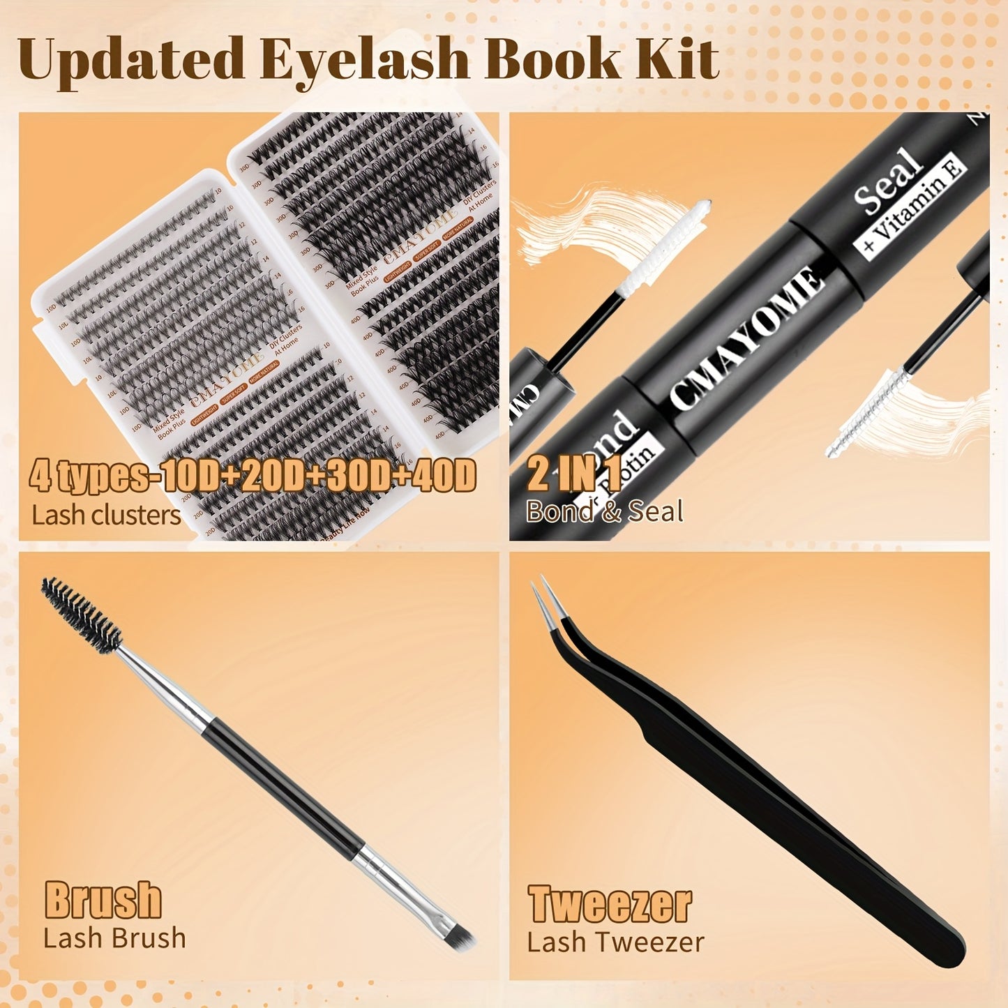 Kit Extensions de Cils — Longueurs Mixtes 10-16 mm, Paquets 10D/20D/30D/40D, Styles Cat Eye, Cosplay, Volume Russe, Naturel, Épais et Dramatique, Inclus Colle et Scellant, Pinces, Débutants, Curl D, Haute Pigmentation