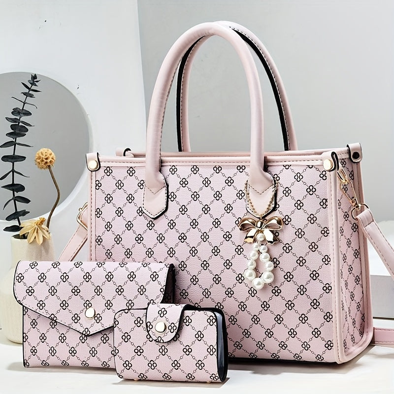 Set de Sacs Femme – Comprend Porte-Monnaie et Porte-Cartes Assortis, Sac de Haute Qualité Grande Capacité, Idéal Pour Femmes et Mamans d’Âge Moyen, Sac Bandoulière Polyvalent et Tendance