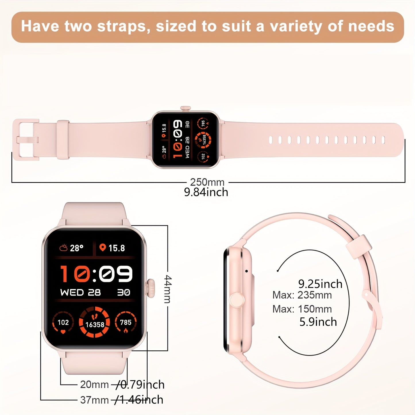 Montre Connectée Homme et Femme – Appels, Réception, Numérotation, Assistant Vocal IA, Écran 4,65 cm, Suivi Sportif et Fitness avec Podomètre, Calories, Distance, Idéal Cadeau Saint-Valentin ou Anniversaire