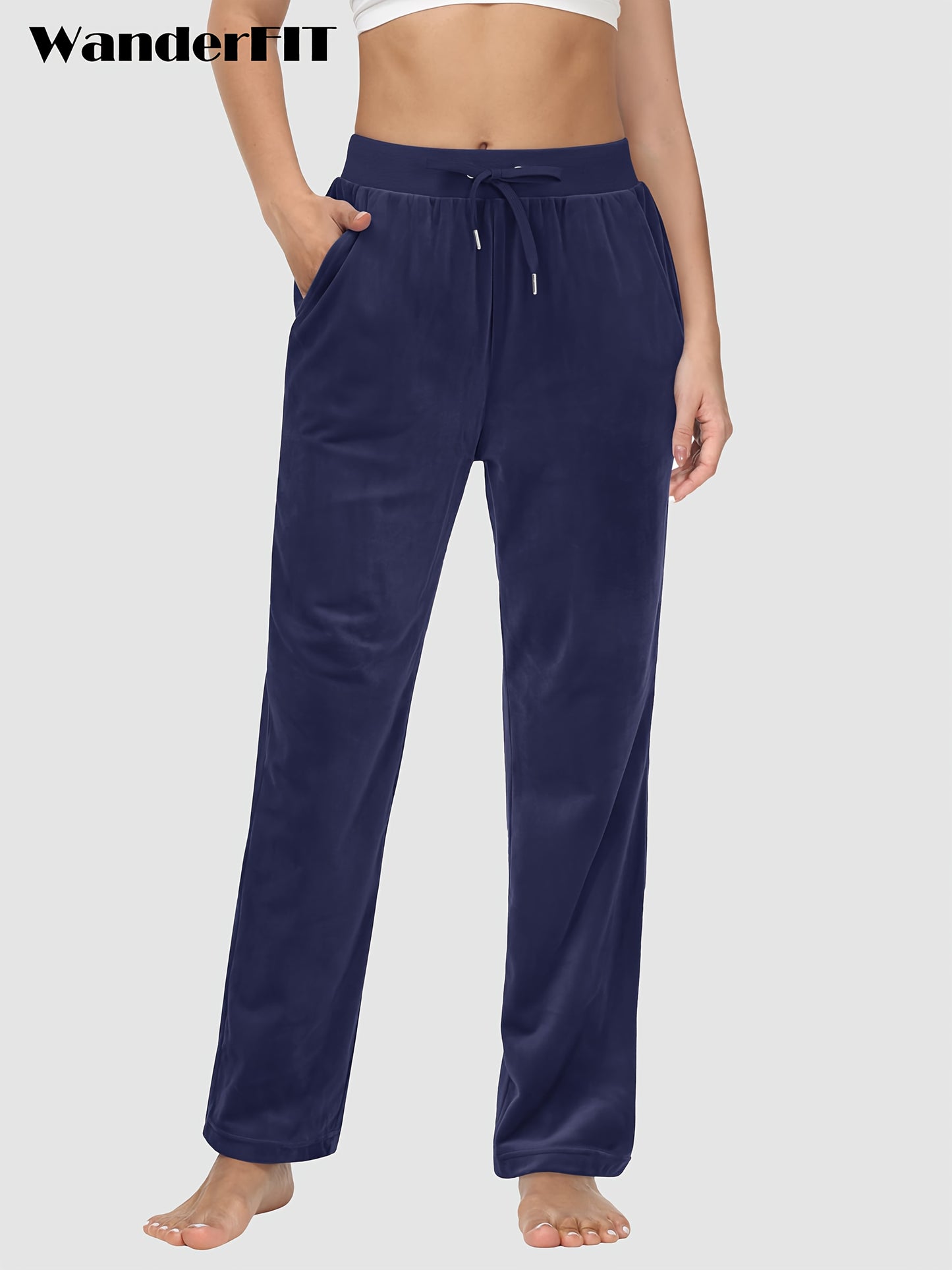 Pantalon Femme en Velours Doux avec Poches – Style Décontracté et Confortable