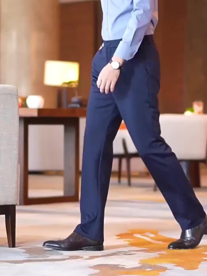 2pcs Pantalons Homme Business Casual – Stretch, Anti-Rides, Jambe Droite, Bureau & Loisir