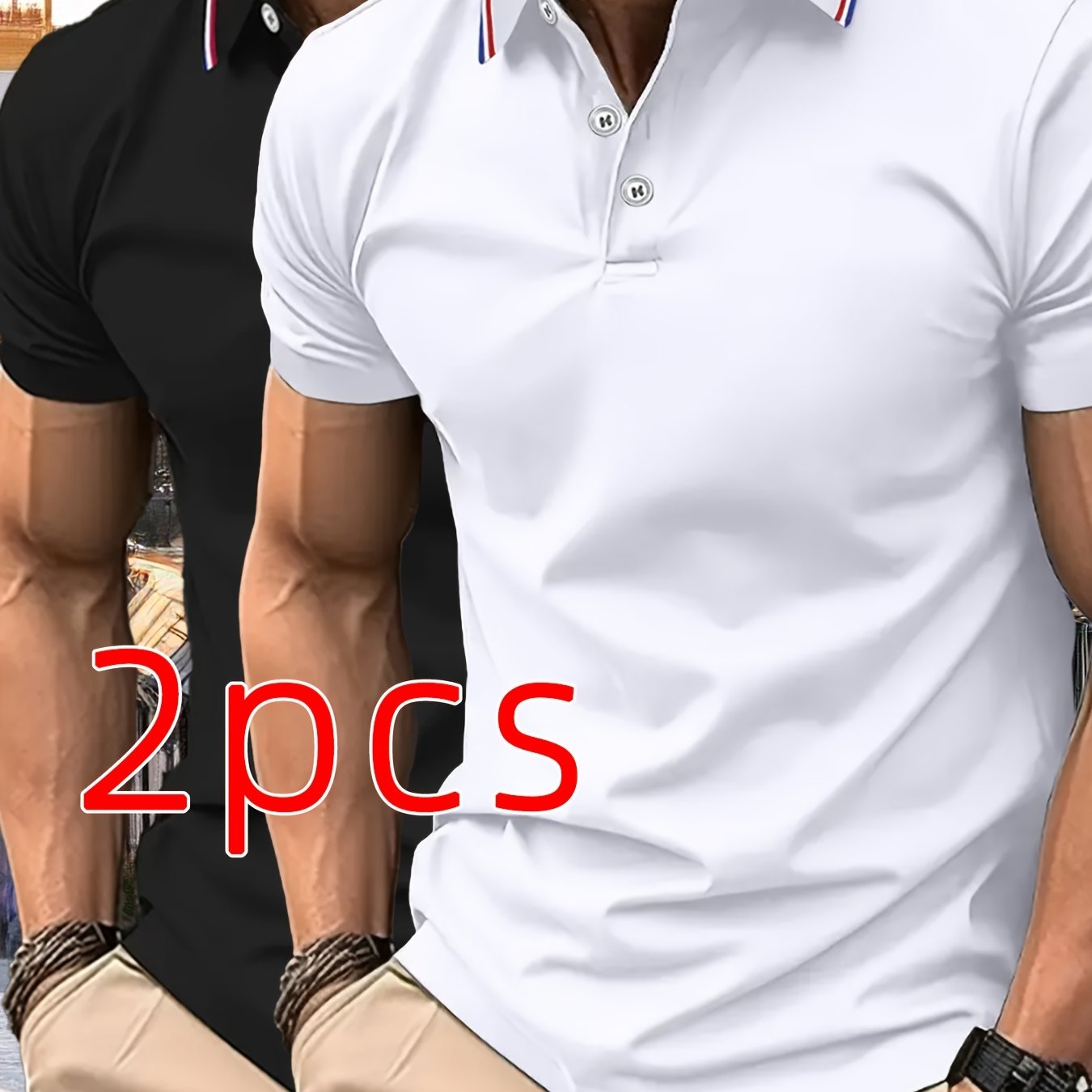 2pcs Men's Summer Shirts, Button- Front Design, Simple Comfortable Casual Turn- Collar Short Sleeve