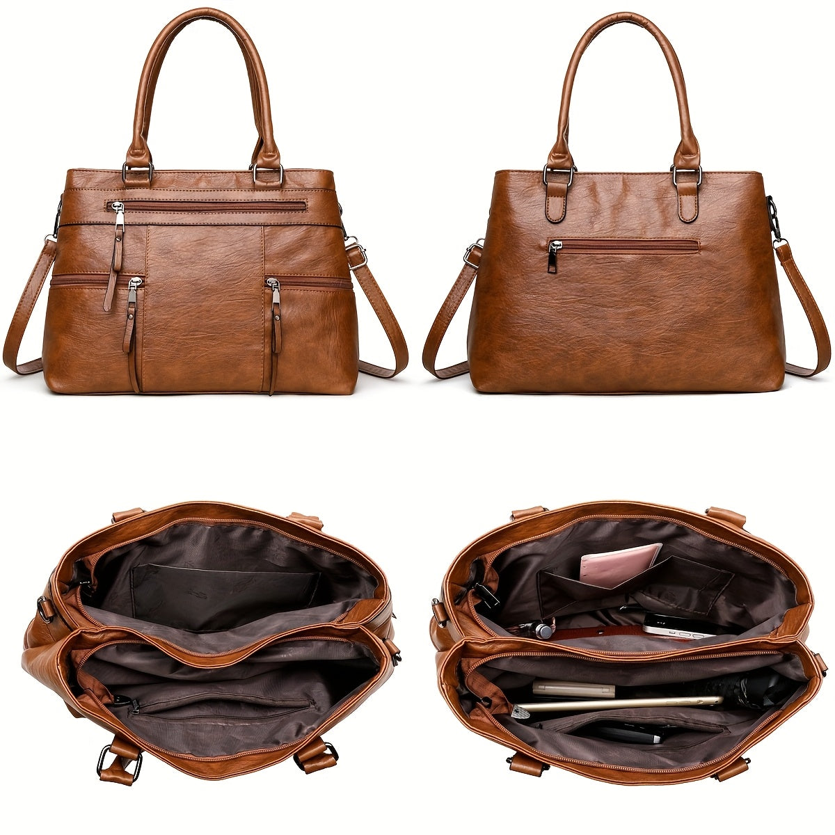 Sac Cabas Femme Vintage Grande Capacité Avec Bandoulière Amovible et Multiples Compartiments