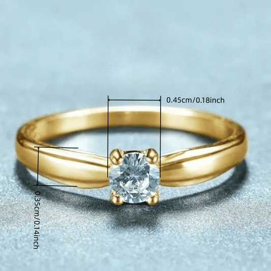 A Timeless 4-Claw Set Round Zirconia Engagement Ring for Women, Perfect for Everyday Dating, Proposals, And Bridal Occasions. This Simple Yet Elegant Golden Ring Is Ideal for Parties And Special Events.