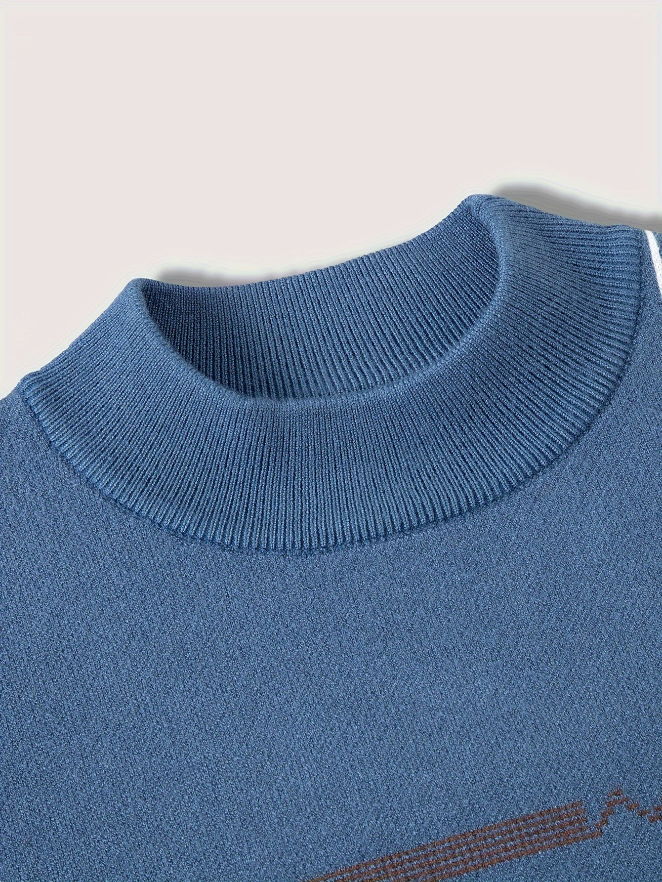 Classic Mature Men's Irregular Stripe Round Neck Casual Long Sleeve Knit Set