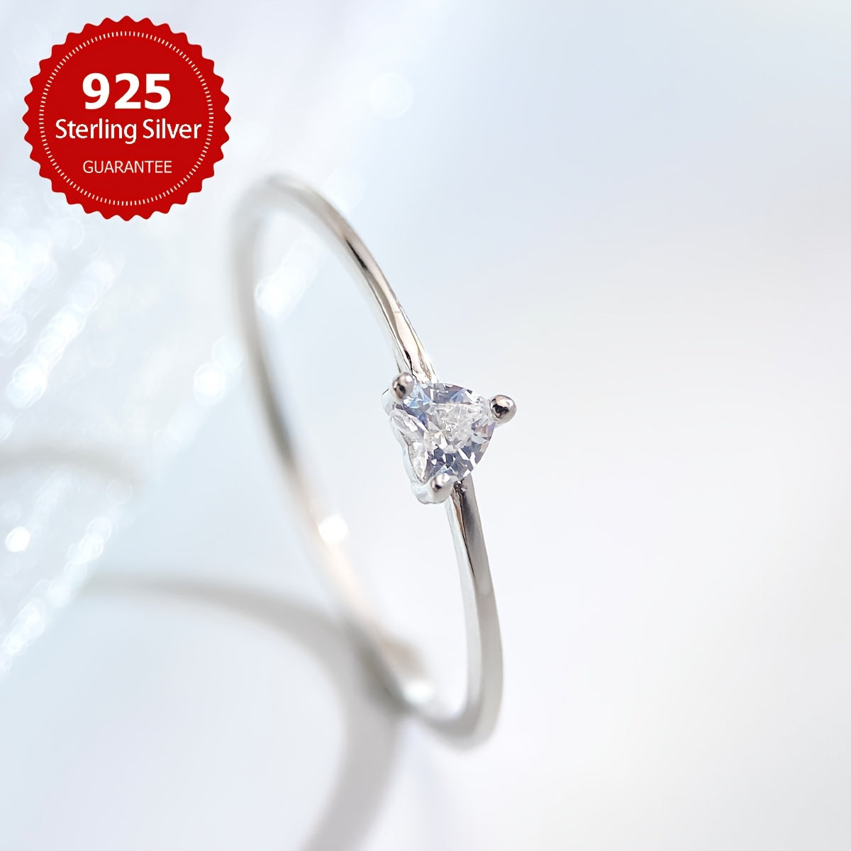 1pc minimalist heart ring S925 Sterling Silvery Promise Wedding EngaSynthetic Gemstoneent Rings for Women Wedding Season Jewelry Anniversary Solitaire Ring Thanksgiving Valentine's Day Gift for Ladies