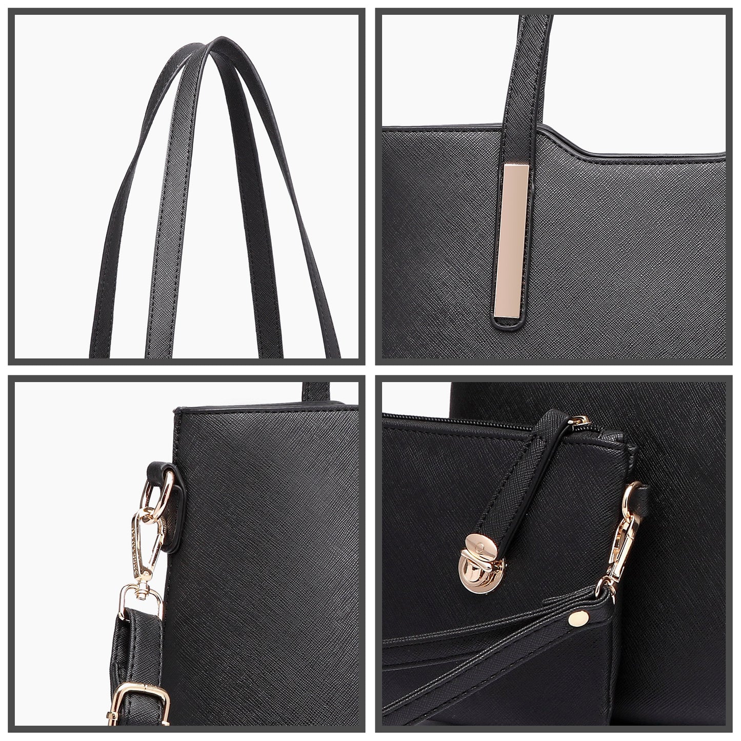 Set de 3 Sacs Cabas Misslulu en Cuir PU – Sac à Main, Sac à Épaule et Sac d’École pour Femmes