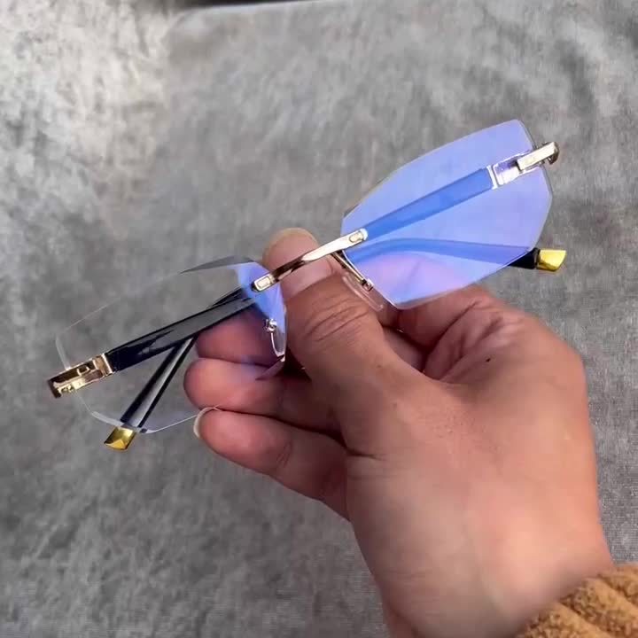 1pc Blue Clear Lens Frameless Glasses for Women & Men - Reduce Eye Fatigue & Glare from Computer, TV, Phone & Gaming, Decorative Glasses, Y2K, Cheapes, Stylish Eyewear, Y2K Design, Suitable for Gaming Rooms And Offices. Eyegl