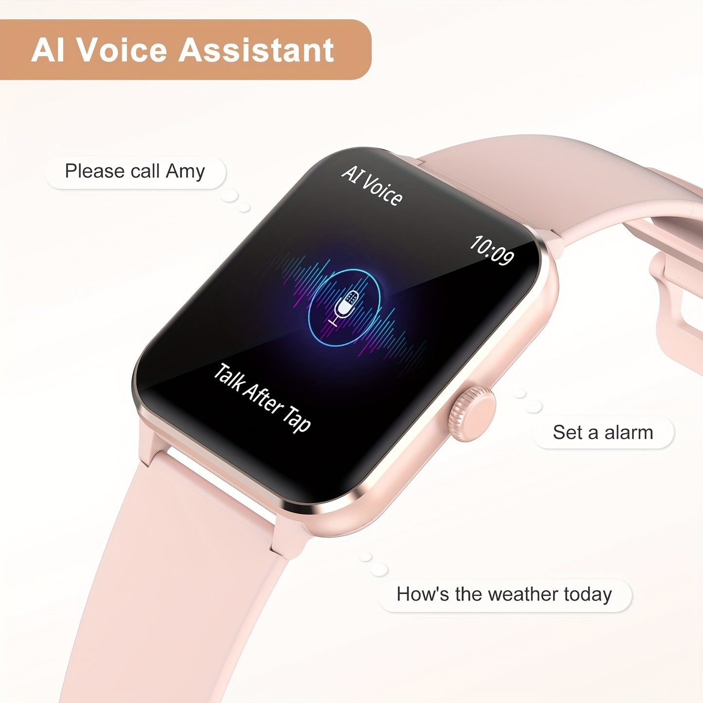 Montre Connectée Homme et Femme – Appels, Réception, Numérotation, Assistant Vocal IA, Écran 4,65 cm, Suivi Sportif et Fitness avec Podomètre, Calories, Distance, Idéal Cadeau Saint-Valentin ou Anniversaire