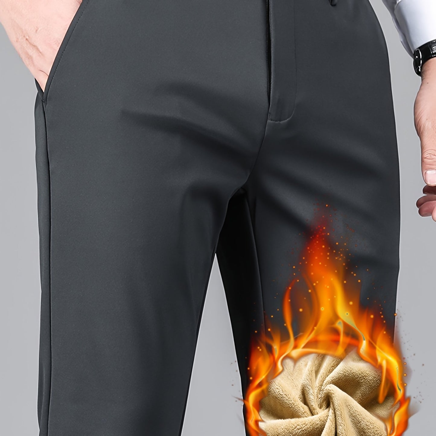 Pantalons Homme Business Casual – Polaire, Thermiques, Anti-Rides, Stretch, Cordon, Logo Brodé, Automne/Hiver