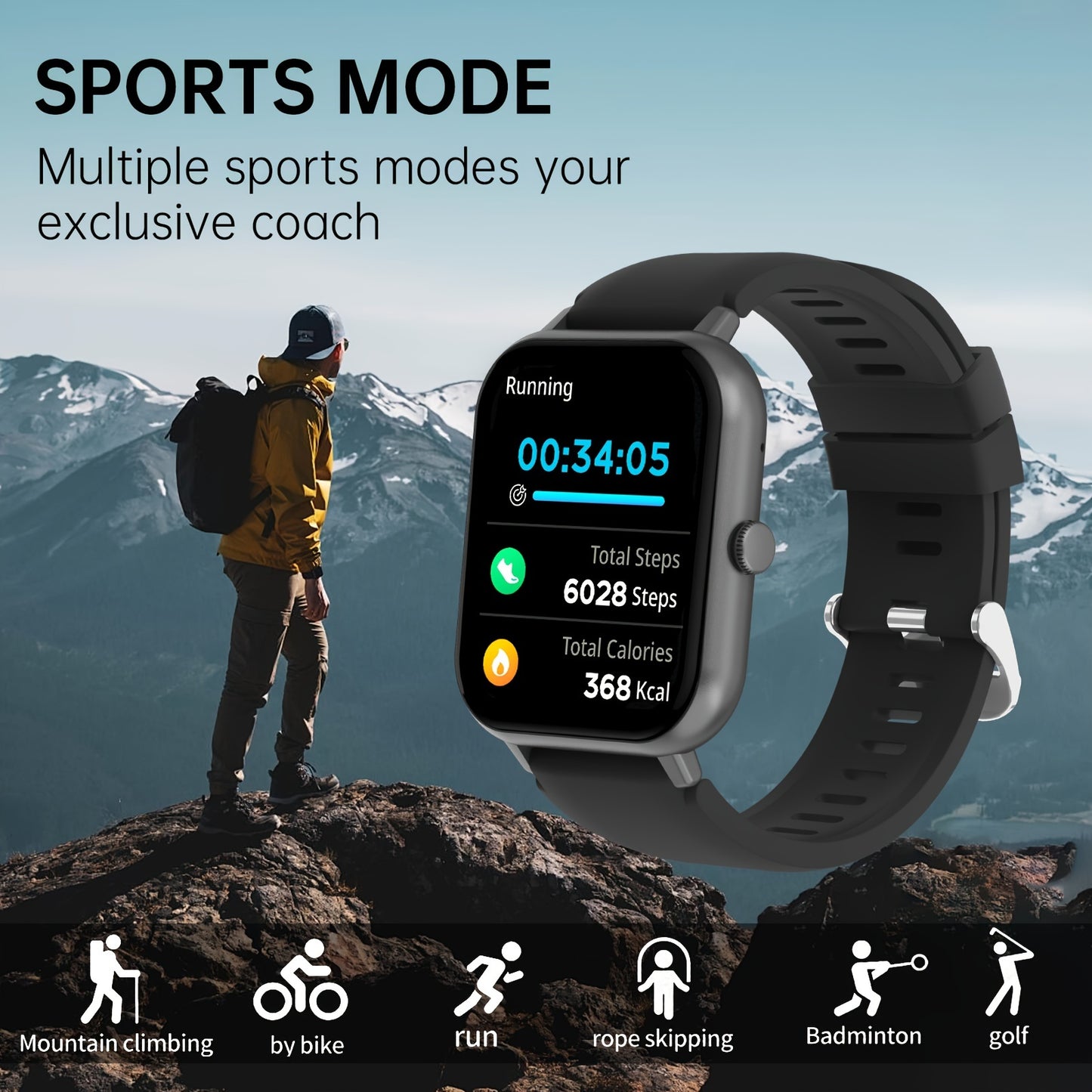 Montre connectée pour hommes et femmes – Idée cadeau, écran tactile complet de 4,65 cm, appels et messages, compatible Android/iPhone, montre de suivi fitness avec mode exercice, podomètre, distance, calories, plus de 100 modes sportifs, étanchéité IP68
