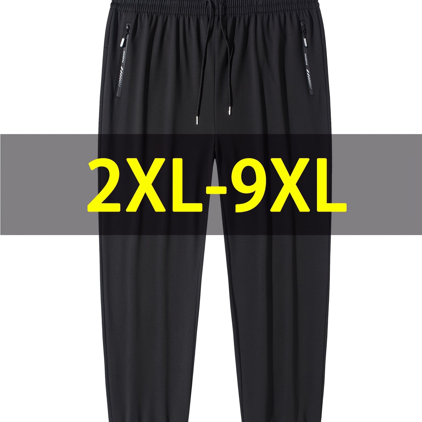 Joggers grande taille pour homme (2XL–9XL) – tissu stretch à séchage rapide, taille élastique à cordon, coupe ample, idéals gym, running et usage quotidien, couleurs noir, gris et bleu