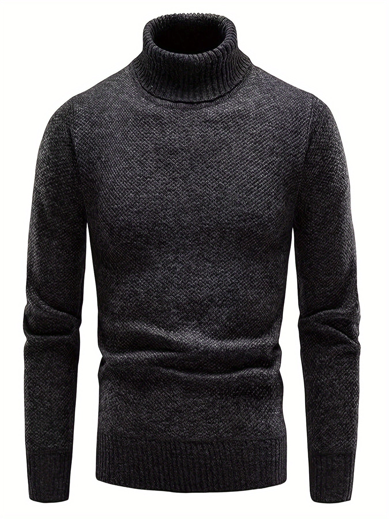 Men'S High-Neck Thickened Fleece Sweater for Autumn And Winter, Casual Pullover Knit Top.