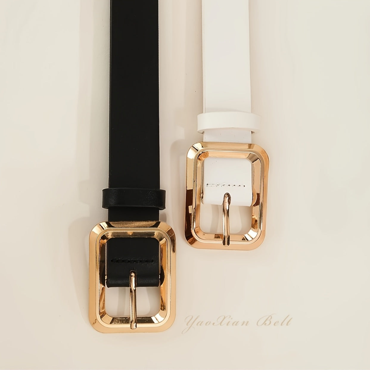 Ceinture Femme à Boucle Carrée Métal – Style Décontracté Bureau, Fait Main, Luxe Léger, Simple et Polyvalente, Adaptée T-shirt, Jeans, Robe, Tenue Formelle ou Décontractée