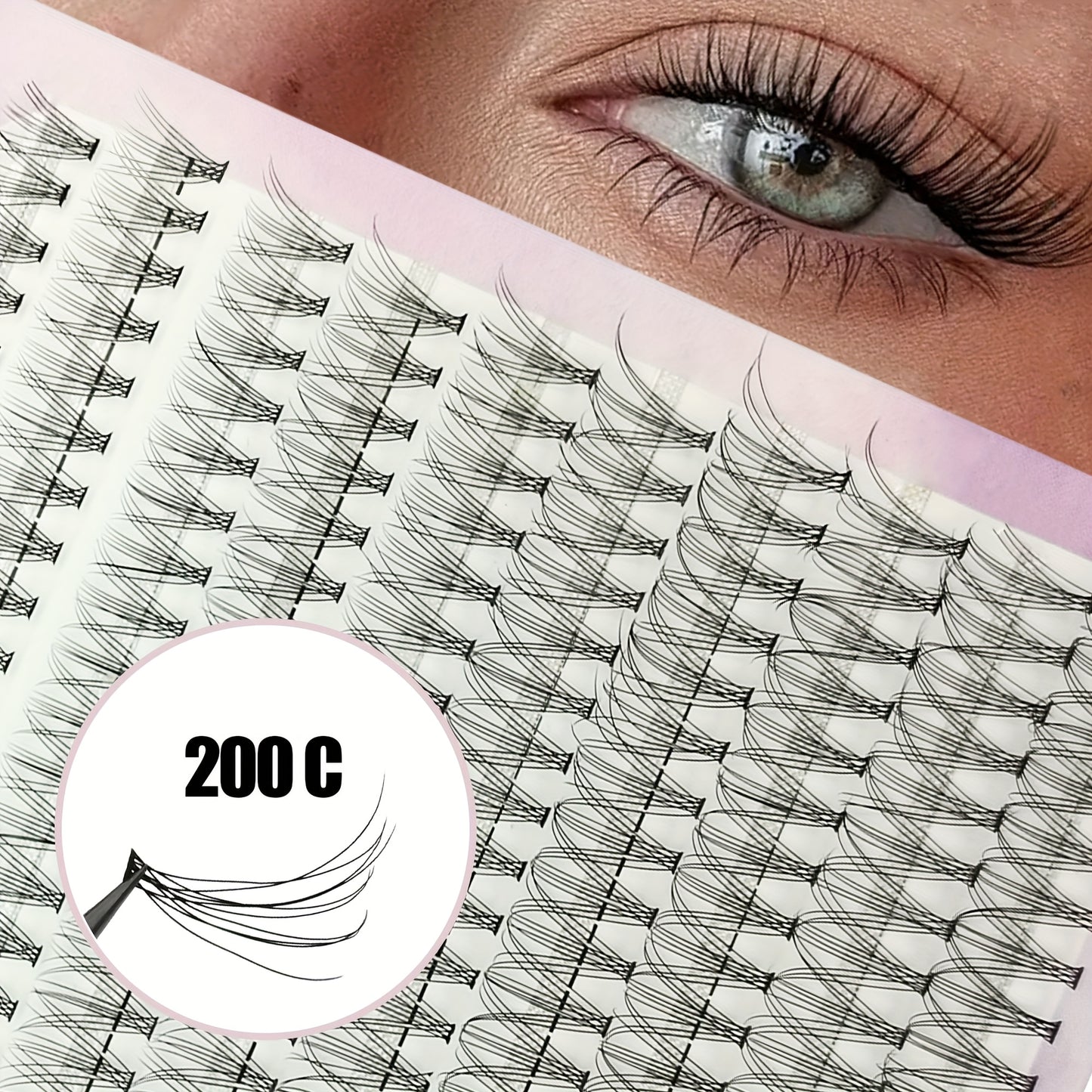 Cils 200 pcs — Volume Naturel Bouclé et Fluffy, Extensions de Cils Individuelles pour Débutants, Réutilisables, Curl D, Style Cat Eye, Longueurs 6-18 mm, Parfaits pour Usage Quotidien et Occasions Spéciales, Sublimation des Cils