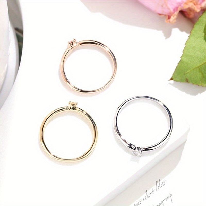 Women Fashion Cute Small Synthetic Zirconia Rings Wedding EngaSynthetic Gemstoneent Party Ring Jewelry