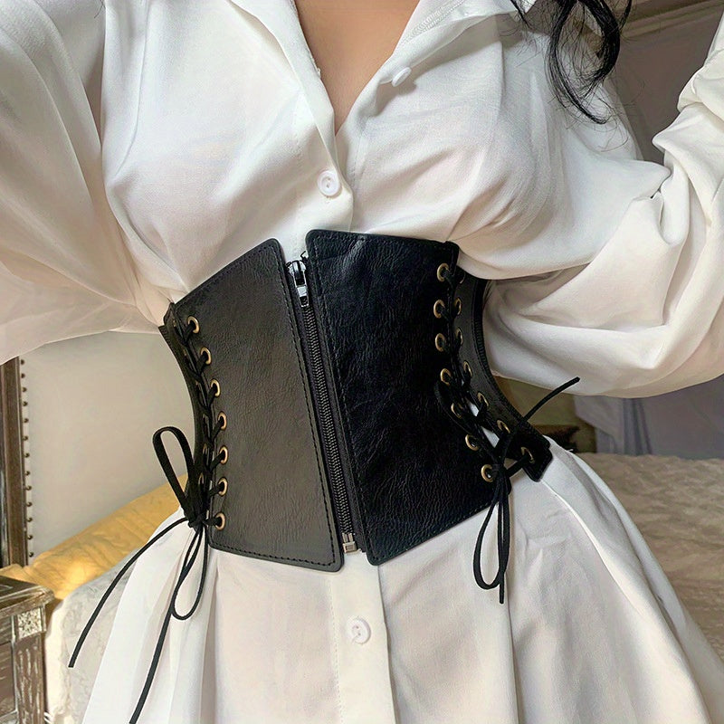 Ceinture corset serre-taille style hip-hop Y2K pour femme avec détail à pompons, grande taille élastique pour mariage, soirée, sortie nocturne, week-end décontracté - Ceinture corset tissée sans plumes