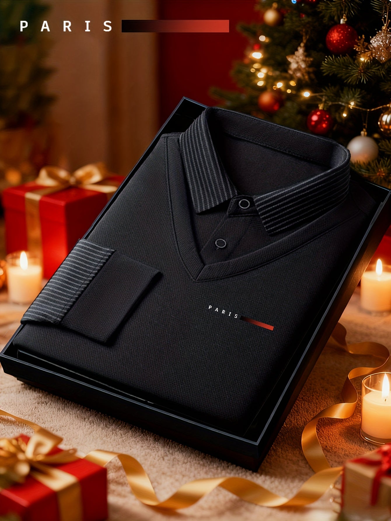 Men'S Faux Two-Piece Shirt Collar Knitwear, a Business Casual Striped Patchwork Top Featuring a Milano Letter Print Design, Available in Various Colors. It Has a Gray And Golden Contrasting Collar And Cuffs, a Simple Solid Co