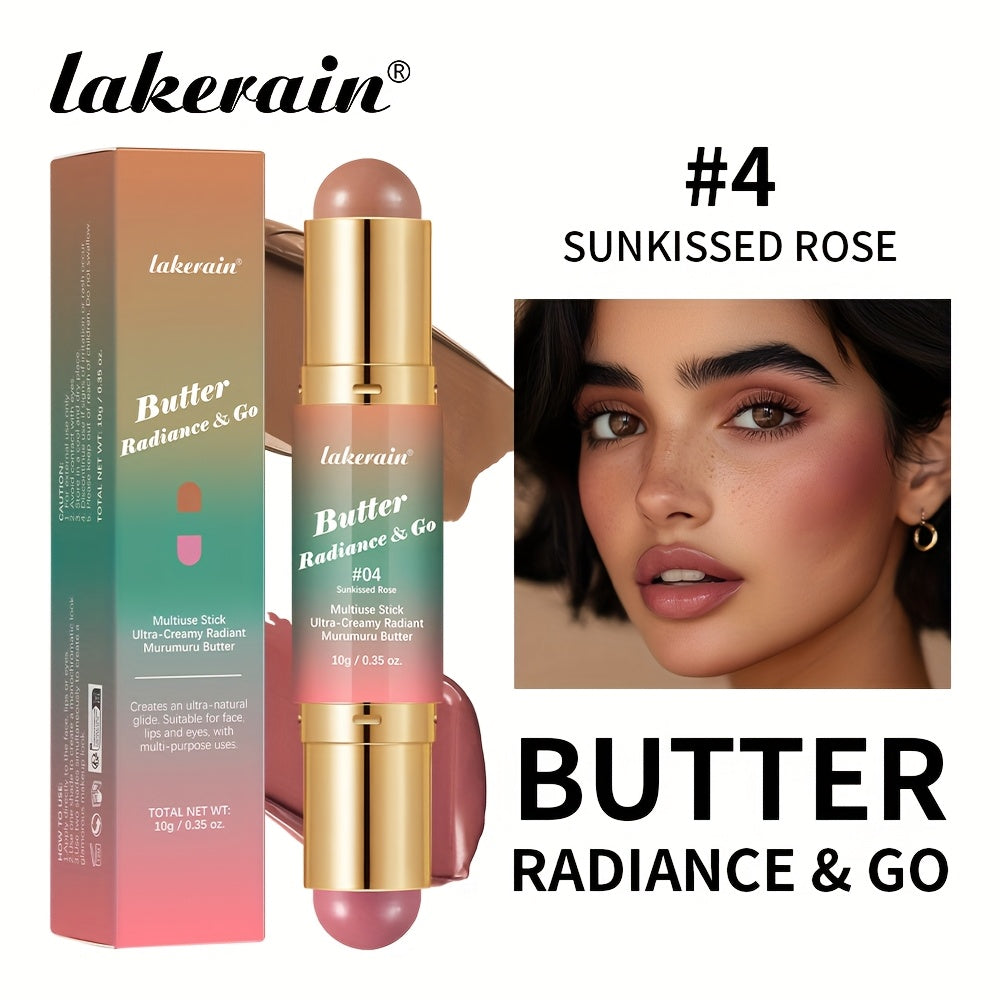 Butter Radiance & Go, Multiuse Stick, Double-ended Blush & Contour, Ultra-Creamy Radiant Finish Formula with Butter, Hydrating Texture, Multi-Use Contour Stick, Multi-purpose Makeup Stick - Blush, Contour, Lipstick, Eyeshadow
