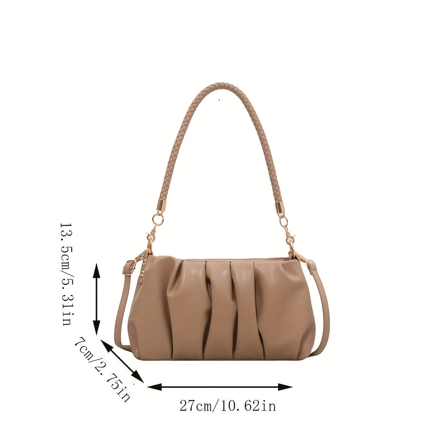 Sac épaule beige élégant – plissé, polyvalent, pour quotidien et voyage
