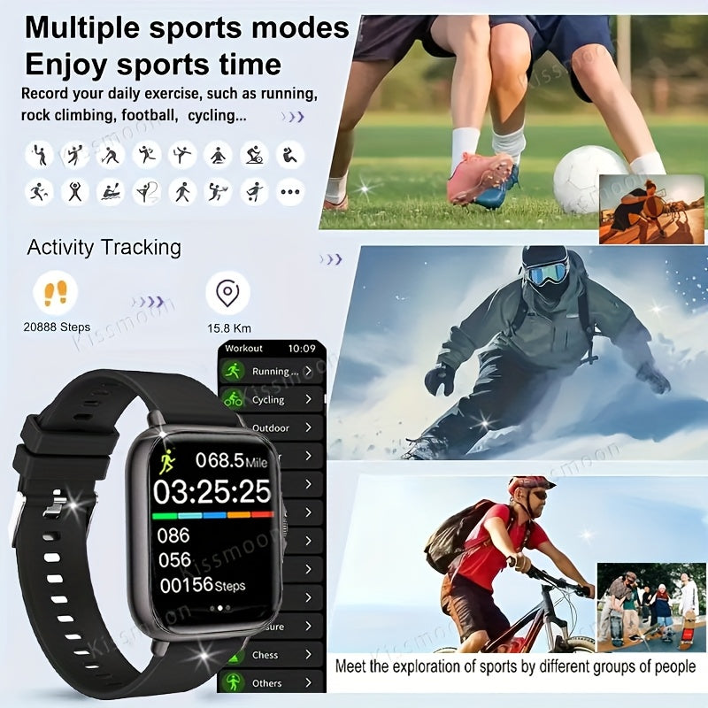 Montre Connectée 4,65 cm à Écran Tactile Complet – Appels Sans Fil, 100+ Modes Sport, Bluetooth 4.0, Bracelet Acier Inoxydable, Recharge USB, Contrôle Caméra et Musique à Distance, Compatible iPhone/Android, Cadeau Idéal pour les Passionnés de Fitness