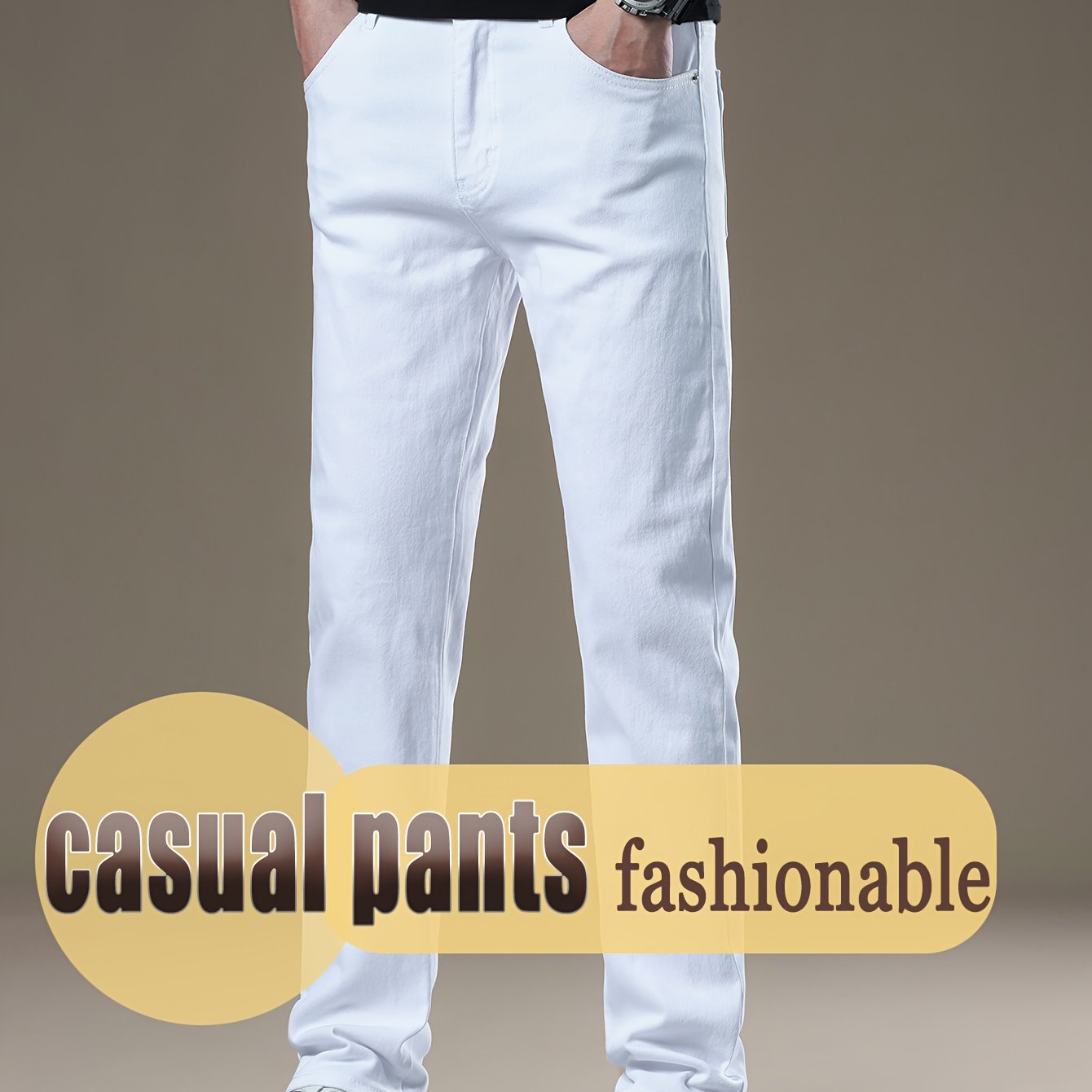 Pantalon de golf homme 2025 – Pantalon automne/hiver pour bureau et casual, jean slim extensible grande taille, coupe droite, blanc élégant, tenue business casual et sorties loisirs