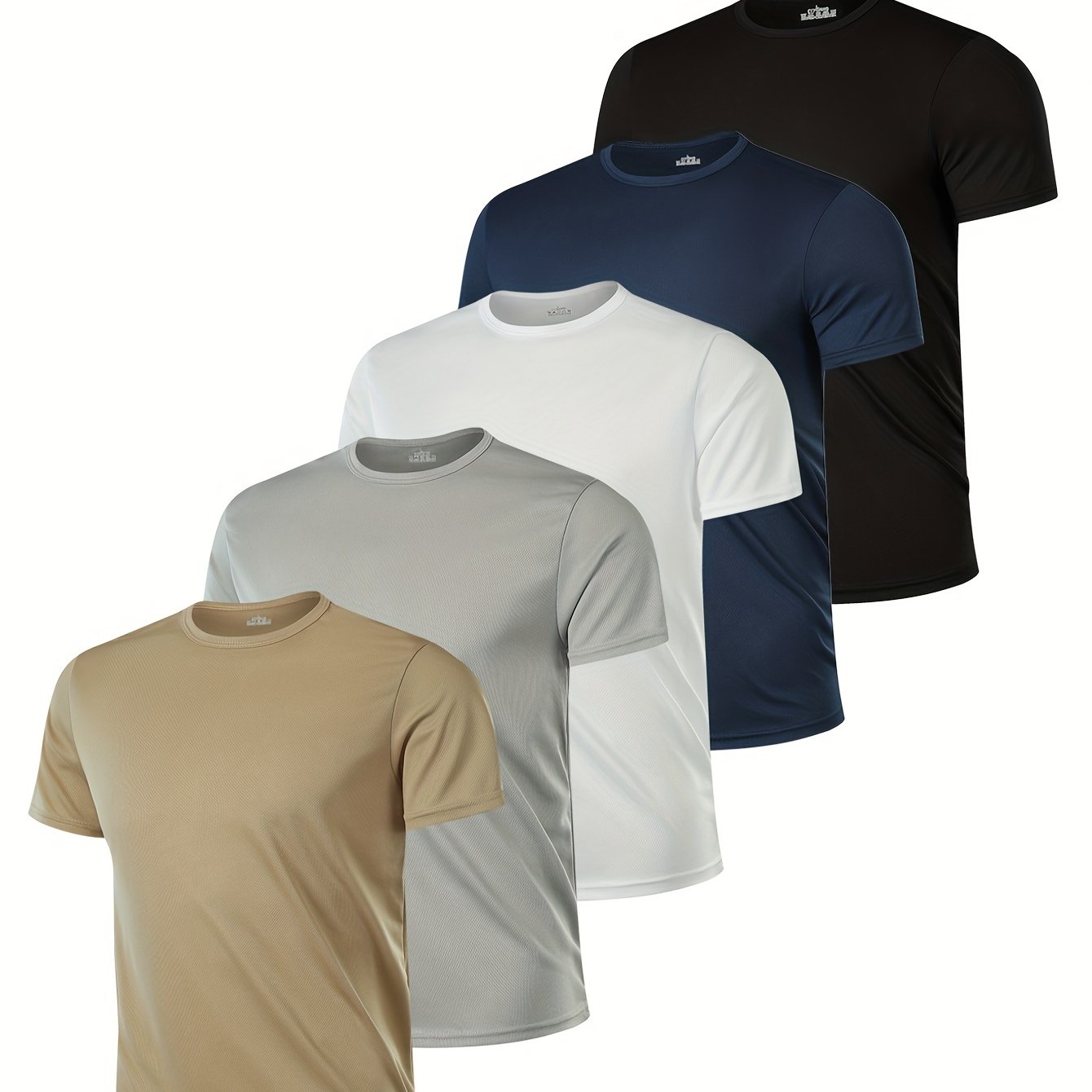 5pcs Men's Crew Neck Fashionable Short Sleeve Sports T-shirt, Comfortable And Versatile, for Summer And Spring, Athletic Style, Comfort Fit T-Shirt, As Gifts