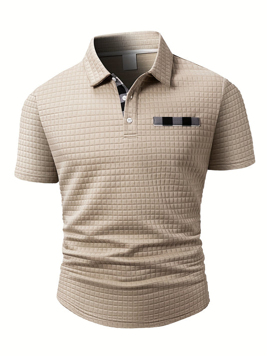 Men'S Casual Plaid Polo Shirt with a Short Sleeves, a Turnover Collar, And Button-Up Front. It'S a Stylish Everyday Wear, Perfect for Casual And Business Occasions.