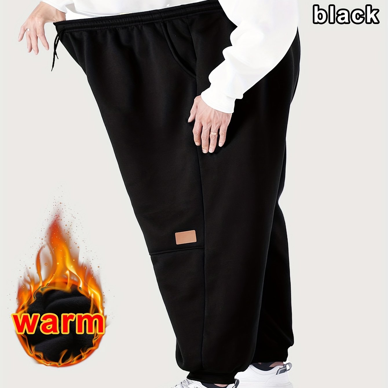 Joggers thermiques grande taille pour homme 4XL–8XL – coupe très ample, doublure effet polaire, taille à cordon, idéal hiver, sport et tenue décontractée (bleu marine)