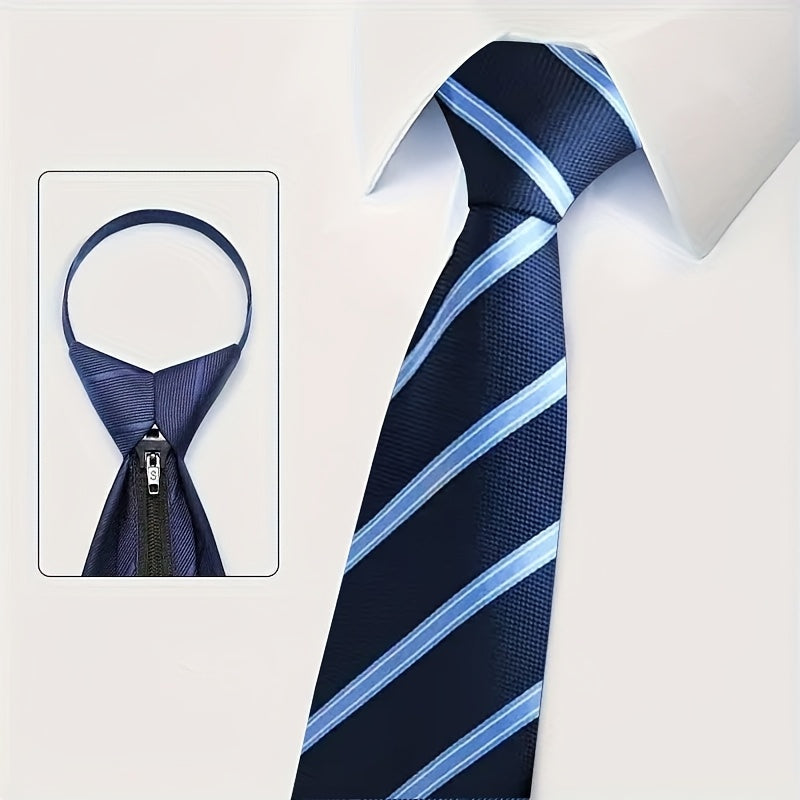 6pcs Cravates Homme – Rayées, Zippées, Formelles, Noir/Bleu/Gris/Rouge, Mariage & Événements