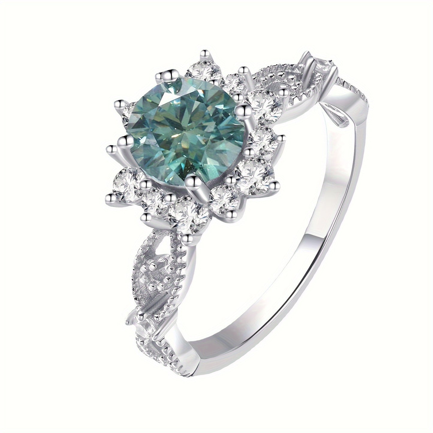 Vintage 1 Carat Green Moissanite Ring 925 Sterling Silvery Birthday Wedding Gifts for Women Girls