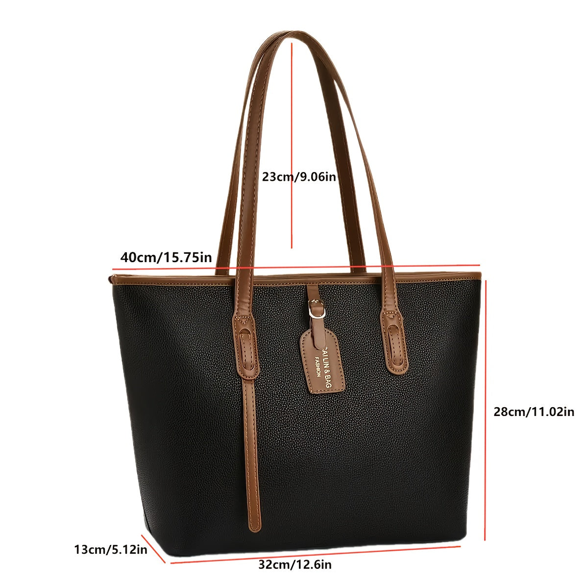 Sac élégant femmes Tote casual bandoulière fermeture éclair doublure polyester grand format