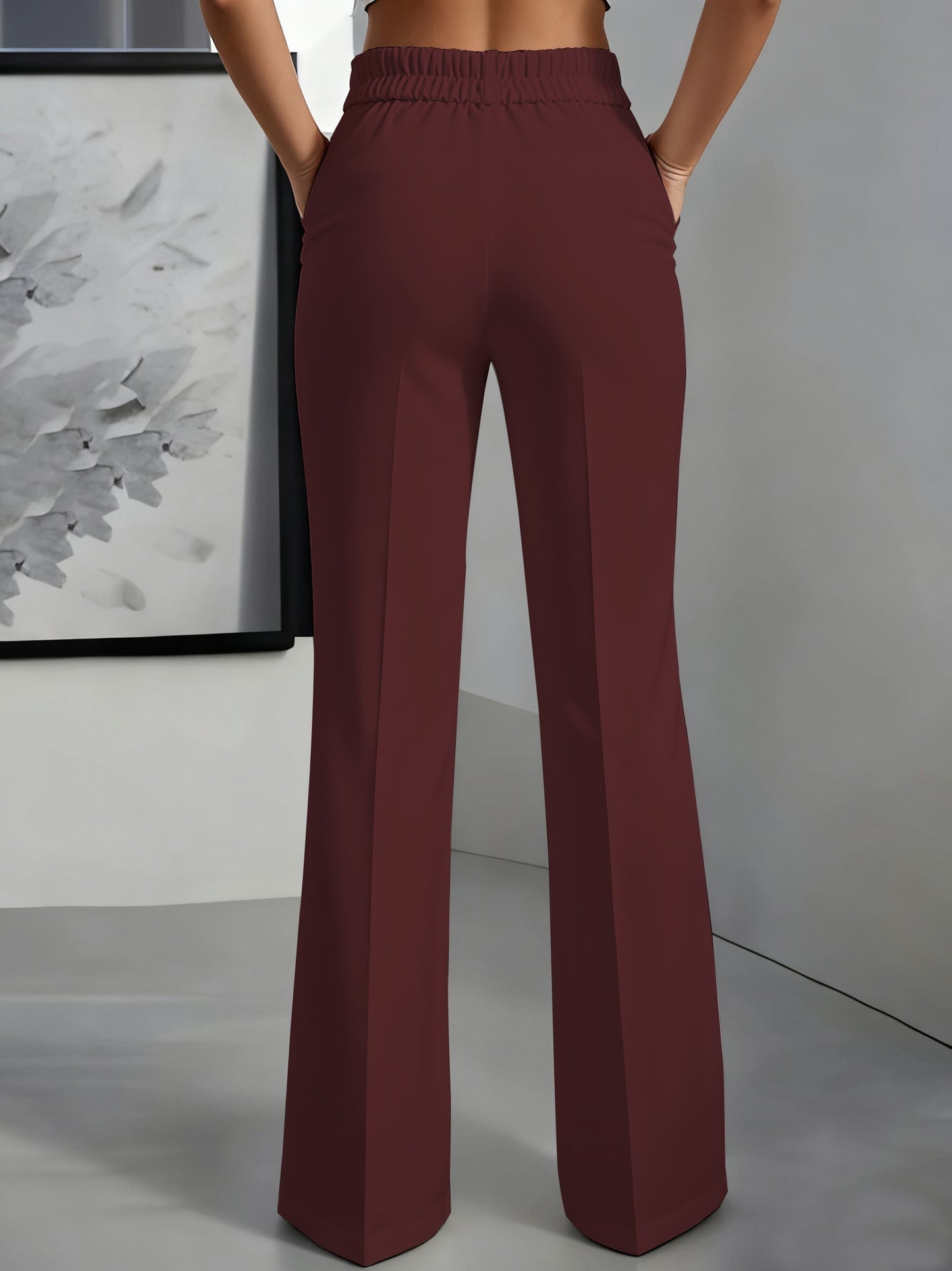 Pantalon Femme Blanc Élégant – Jambe Large avec Boutons