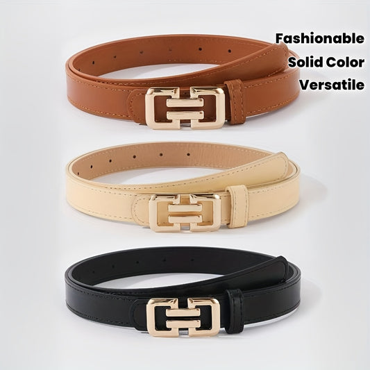 Lot de 3 ceintures en PU couleur unie – Boucle en H, design classique et polyvalent pour manteaux, pulls et jeans, adaptées pour usage quotidien