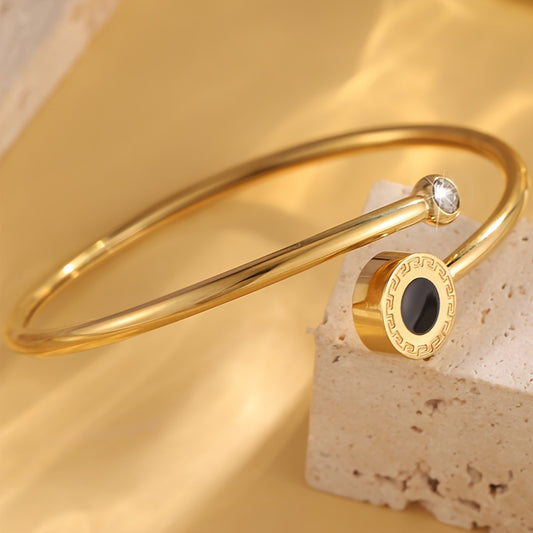 Bracelet élégant en acier inoxydable avec strass scintillants, style vintage et minimaliste, parfait pour un look décontracté