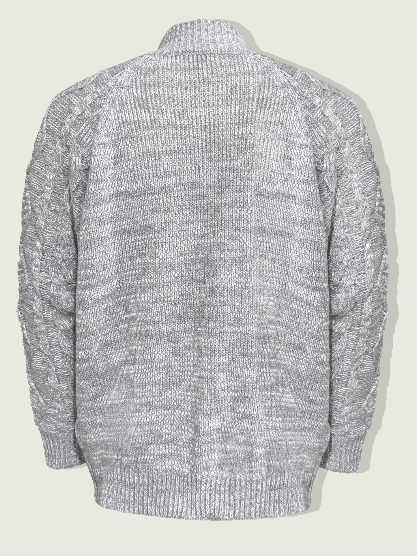 Men's casual sports sweater, solid color chunky knit cardigan with a relaxed stand-up collar design, crafted from thick knitted fabric for a textured and dimensional look. Features single-breasted buttons and pocket details,