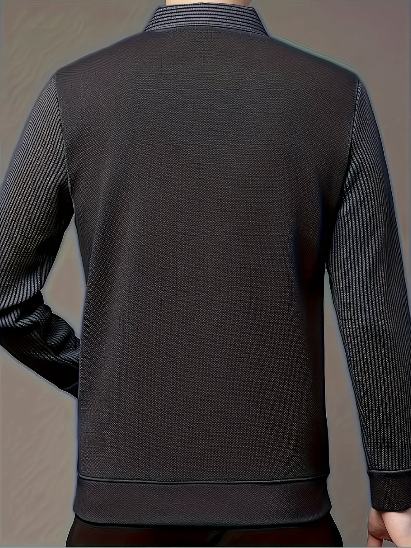 Men'S Two-in-One Long Sleeve T-Shirt - Navy & Striped Patchwork Collar Shirt, Button-Up Front, Breathable Fabric, Regular Fit for Business & Casual Wear, Versatile Clothing | Classic Collar Shirt | Stylish Contrast Design