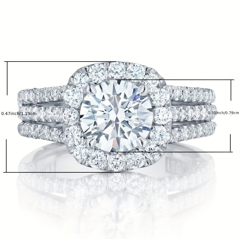 Elegant Wedding Jewelry for Brides Featuring a Round Zirconia Ring with a 4 Prong Setting, Perfect for Romantic Engagements And Stylish Gifts.