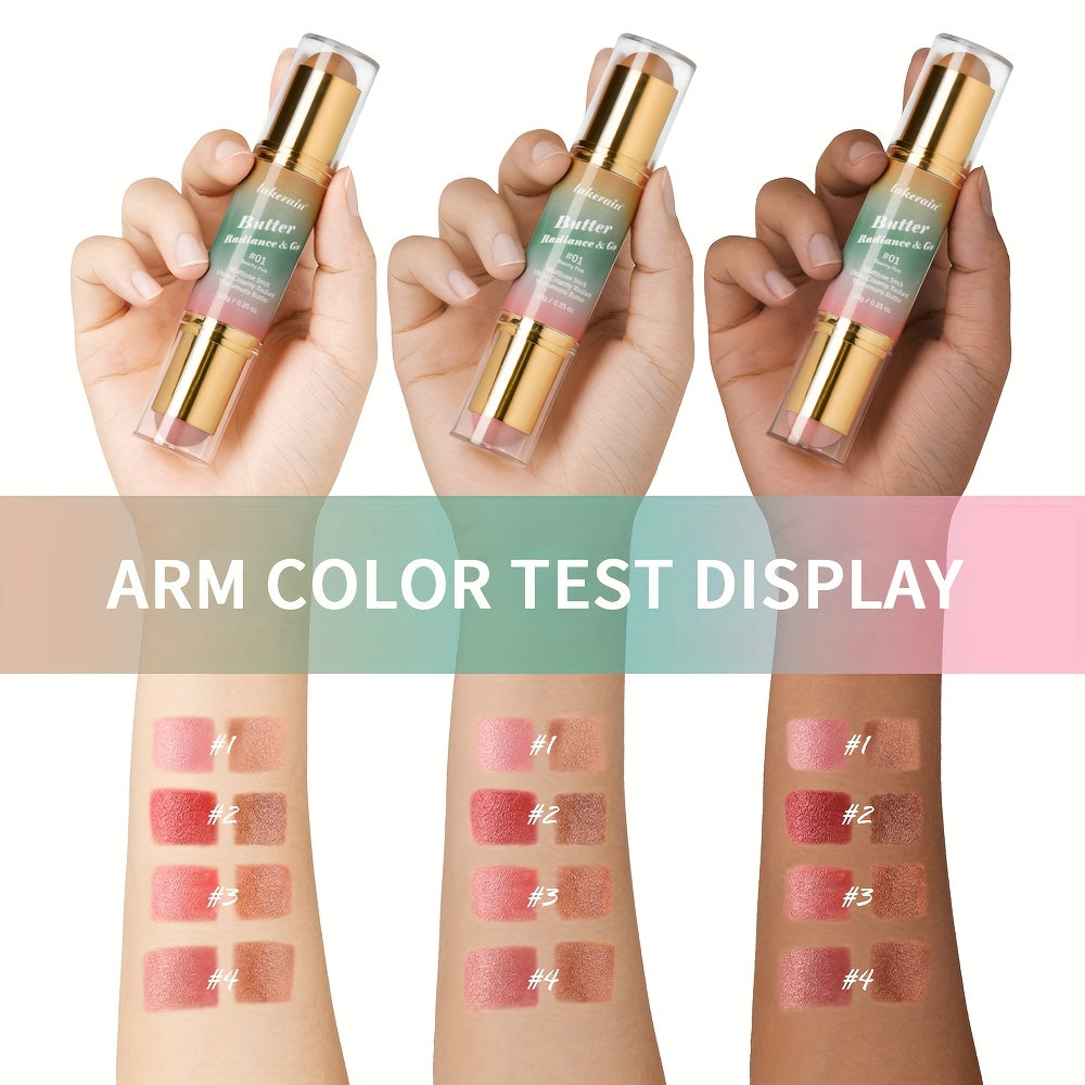 Butter Radiance & Go, Multiuse Stick, Double-ended Blush & Contour, Ultra-Creamy Radiant Finish Formula with Butter, Hydrating Texture, Multi-Use Contour Stick, Multi-purpose Makeup Stick - Blush, Contour, Lipstick, Eyeshadow