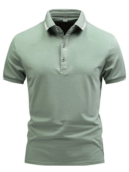 Men's Lightweight Business Casual Shirt - Breathable, Stretch Fabric Blend with Button Detail, Short Sleeve, Solid Color